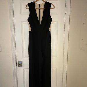 Alice + Olivia Black Jumpsuit with Nude Mesh Cut Outs